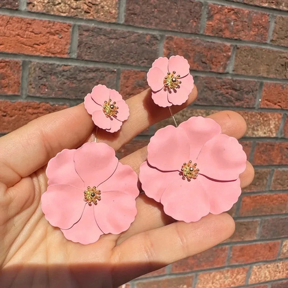 For Love And Lemons Blossom Pink Flower Earrings - Picture 6 of 9